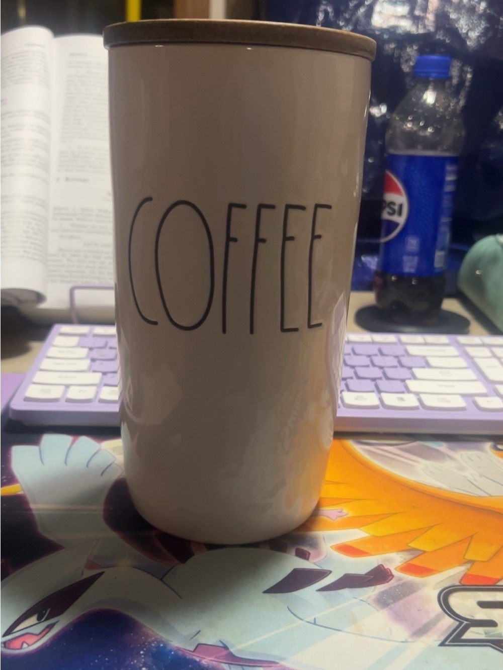 Rae Dunn White Ceramic Coffee Canister Wooden Lid